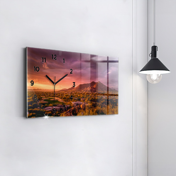 Reloj de cristal horizontal Puesta de sol en el norte de Scottsdale