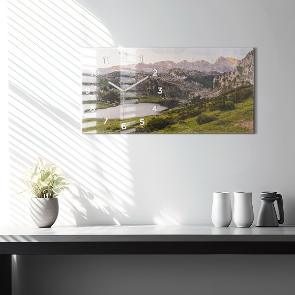 Reloj de cristal horizontal Lago y montañas de los Pirineos