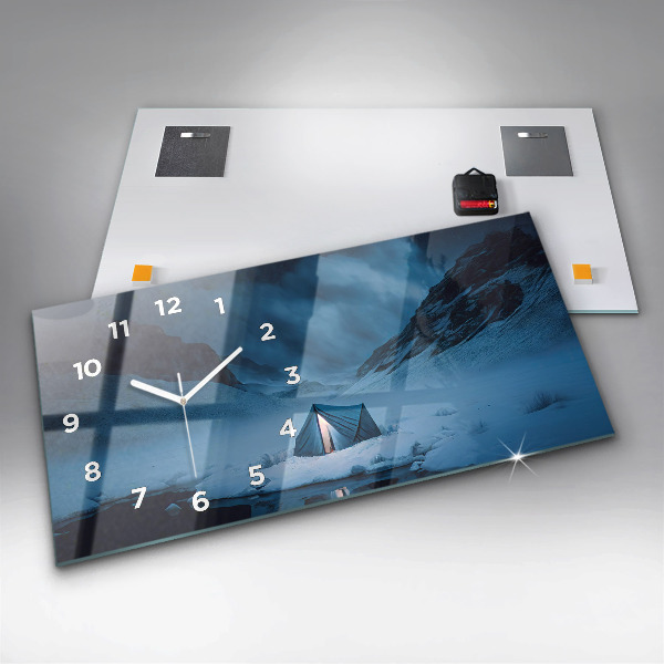 Reloj de cristal horizontal Tienda de campaña en las montañas de Islandia