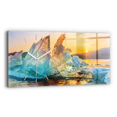 Reloj de cristal horizontal Iceberg y amanecer