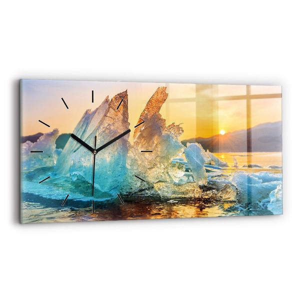 Reloj de cristal horizontal Iceberg y amanecer