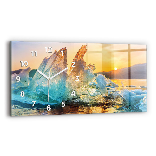 Reloj de cristal horizontal Iceberg y amanecer