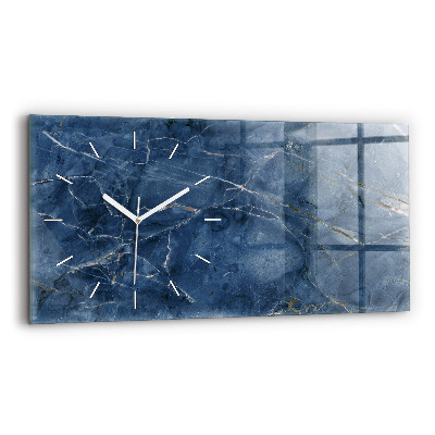 Reloj de cristal horizontal Textura de mármol azul
