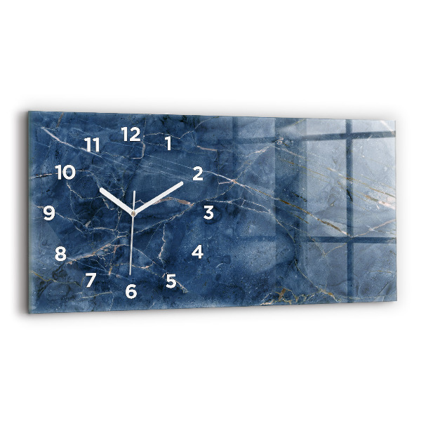 Reloj de cristal horizontal Textura de mármol azul