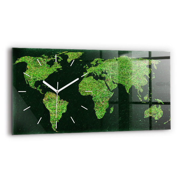 Reloj de cristal horizontal Mapamundi de hierba