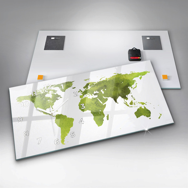 Reloj horizontal Mapamundi acuarela