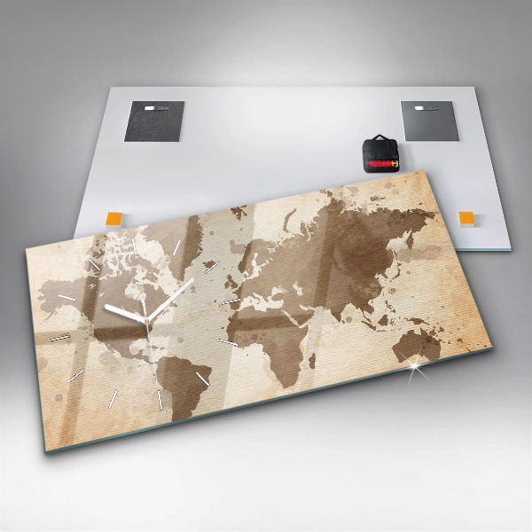 Reloj de cristal horizontal Mapamundi pintado