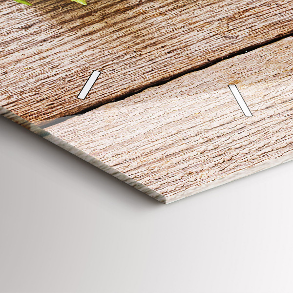 Reloj de cristal horizontal Flores sobre madera