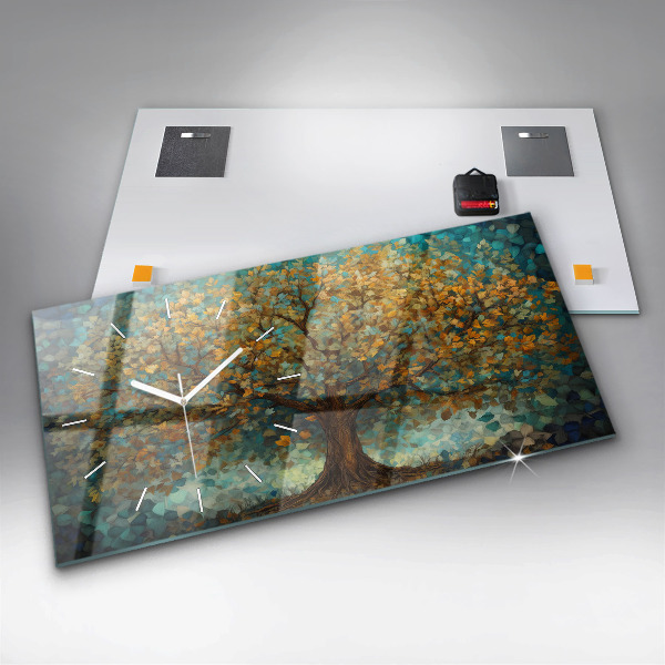 Reloj de cristal horizontal Árbol mosaico