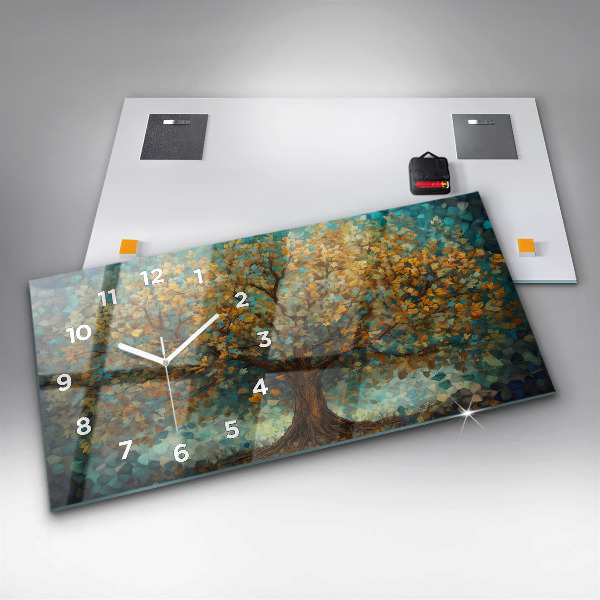 Reloj de cristal horizontal Árbol mosaico