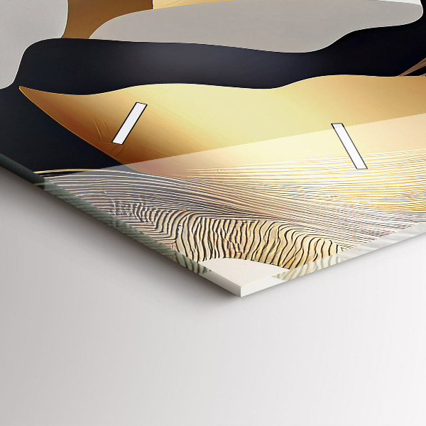 Reloj de cristal horizontal Abstractas montañas doradas