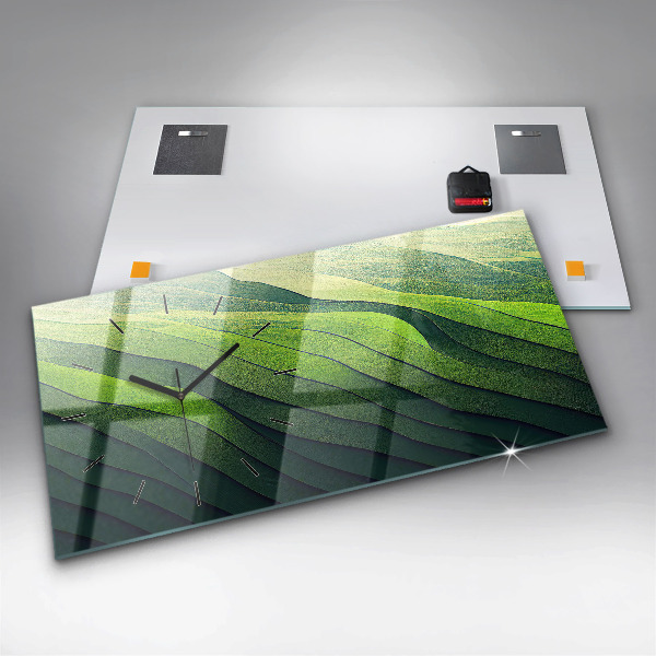 Reloj de cristal horizontal Abstracción campos verdes