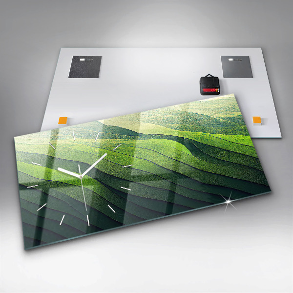 Reloj de cristal horizontal Abstracción campos verdes