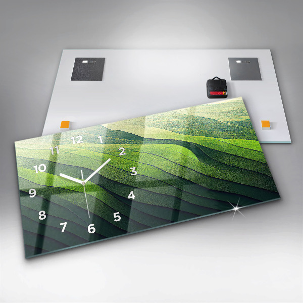 Reloj de cristal horizontal Abstracción campos verdes