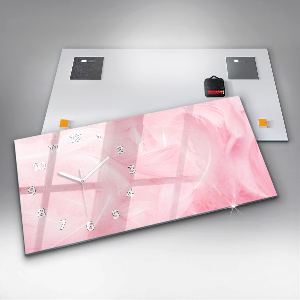 Reloj de cristal horizontal Plumas abstracto