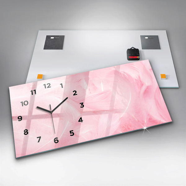 Reloj de cristal horizontal Plumas abstracto