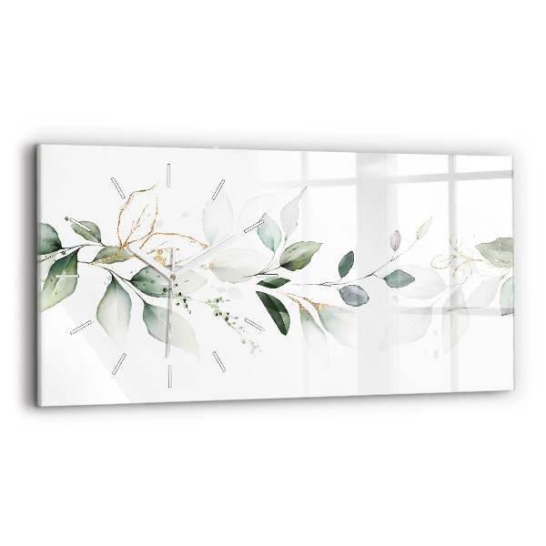 Reloj de cristal horizontal Hojas abstractas