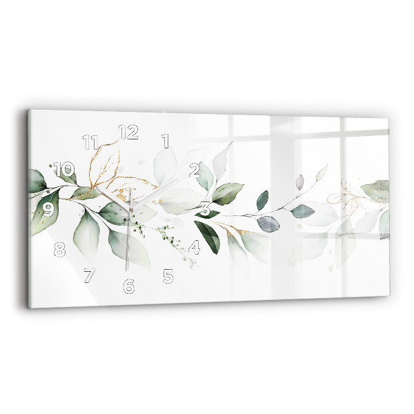 Reloj de cristal horizontal Hojas abstractas