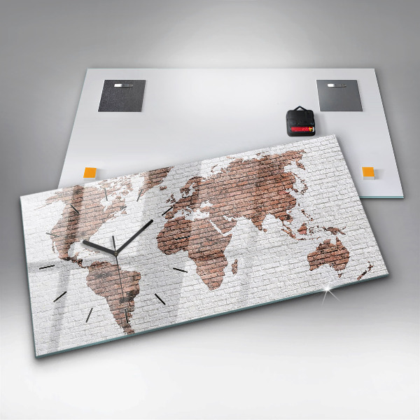 Reloj de cristal horizontal Mapamundi de ladrillos
