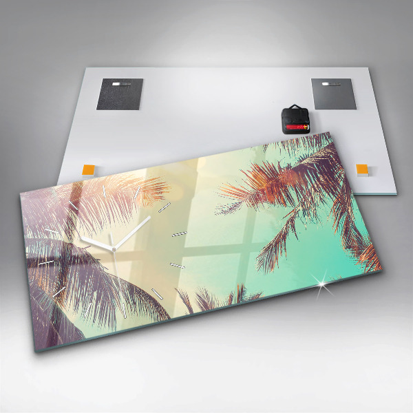 Reloj de cristal horizontal Palmeras tropicales