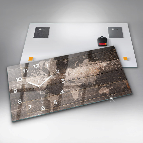 Reloj horizontal Mapamundi en madera