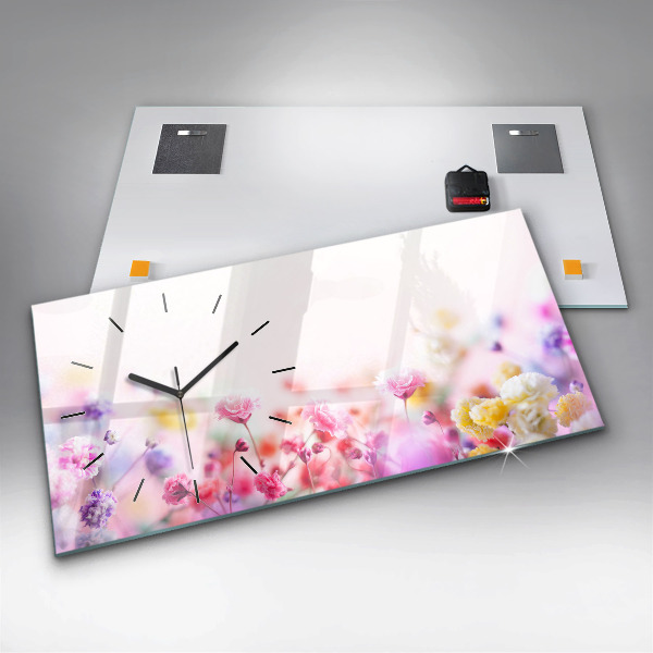 Reloj de cristal horizontal Flores en un prado