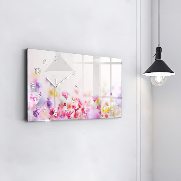 Reloj de cristal horizontal Flores en un prado