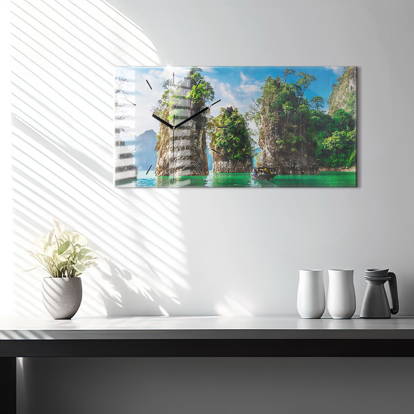 Reloj de cristal horizontal Lago de árboles naturales