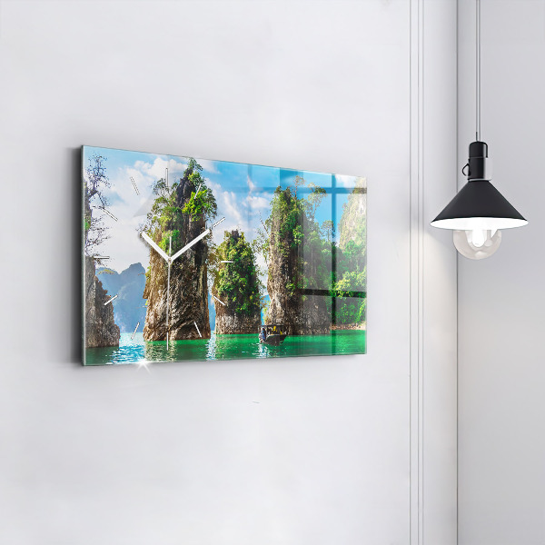 Reloj de cristal horizontal Lago de árboles naturales