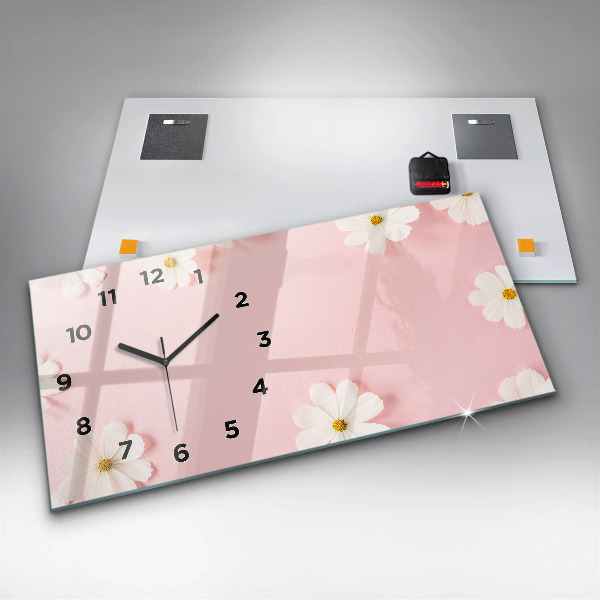 Reloj de cristal horizontal Flores de margarita