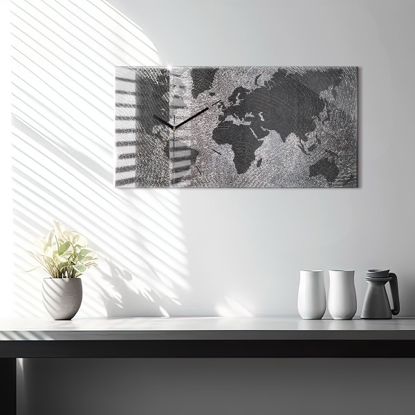 Reloj de cristal horizontal Mapamundi de hormigón