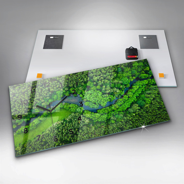 Reloj horizontal Río en el bosque