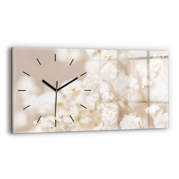 Reloj de cristal horizontal Pequeñas flores blancas