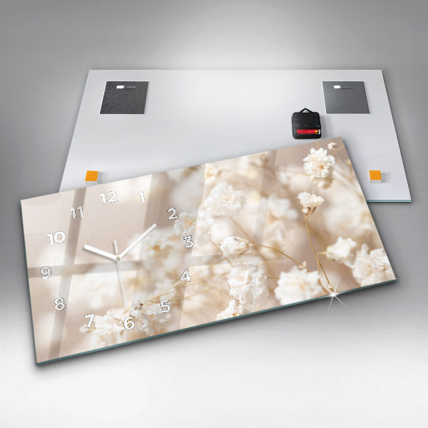 Reloj de cristal horizontal Pequeñas flores blancas