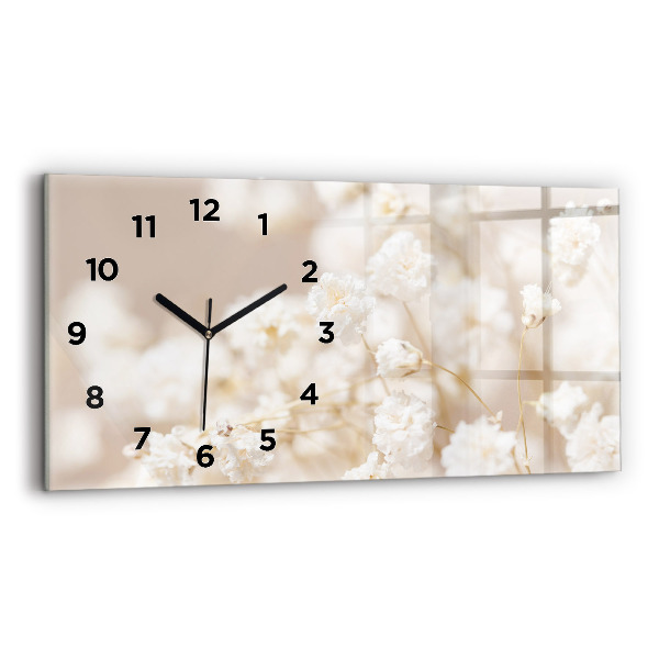 Reloj de cristal horizontal Pequeñas flores blancas
