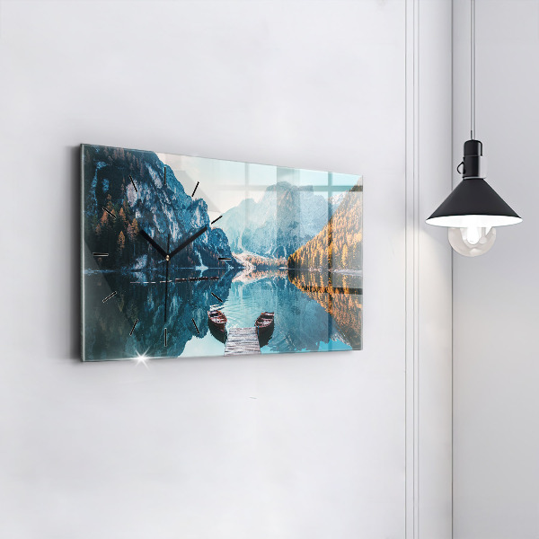 Reloj de cristal horizontal Barcos en un lago