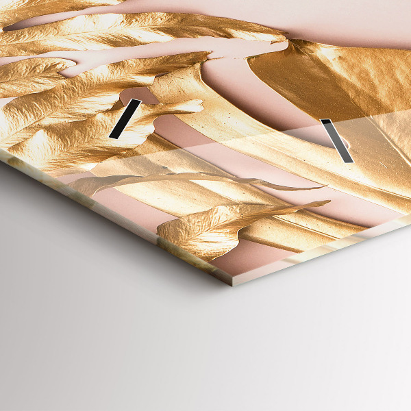 Reloj horizontal Hojas tropicales doradas