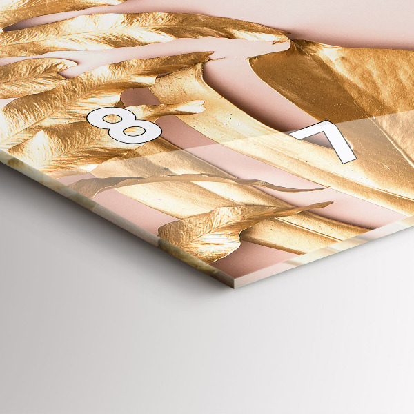 Reloj horizontal Hojas tropicales doradas