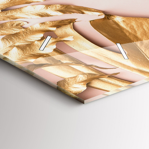 Reloj horizontal Hojas tropicales doradas