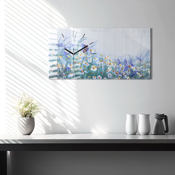 Reloj de cristal horizontal Mariposa en un prado