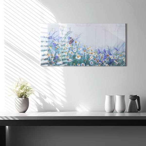 Reloj de cristal horizontal Mariposa en un prado