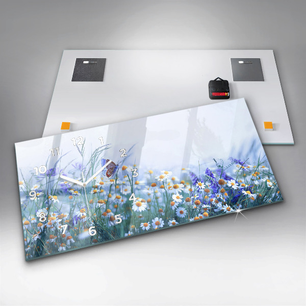 Reloj de cristal horizontal Mariposa en un prado