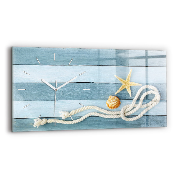 Reloj horizontal Tablas rayas y concha