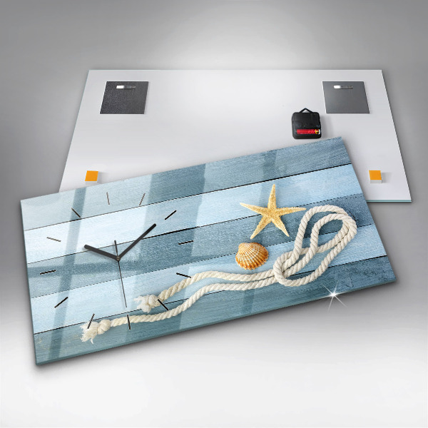 Reloj horizontal Tablas rayas y concha