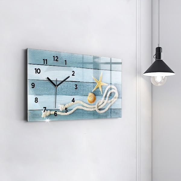 Reloj horizontal Tablas rayas y concha