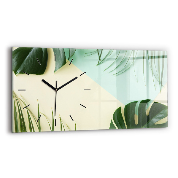 Reloj de cristal horizontal Hojas de Monstera
