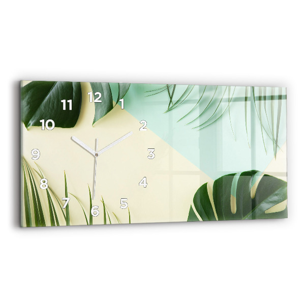 Reloj de cristal horizontal Hojas de Monstera