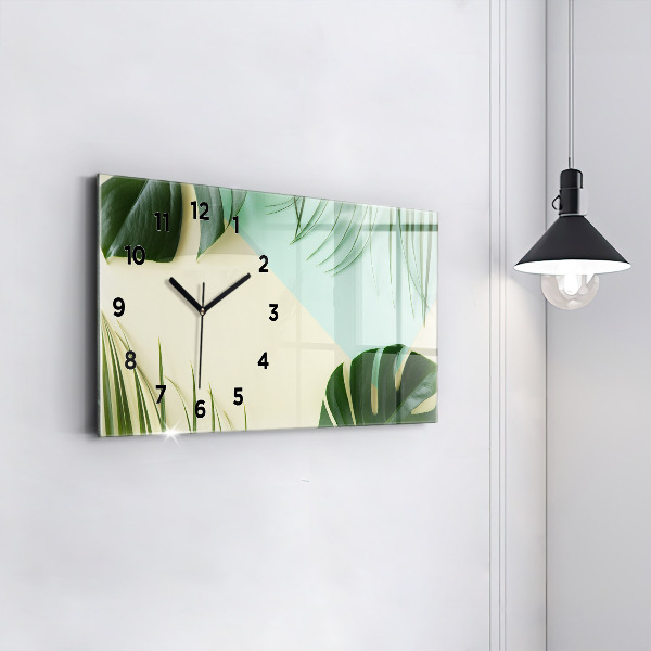 Reloj de cristal horizontal Hojas de Monstera