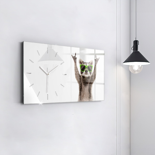 Reloj de cristal horizontal Mapache con gafas