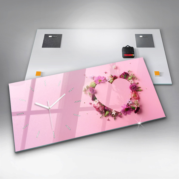 Reloj horizontal Corazón de flores